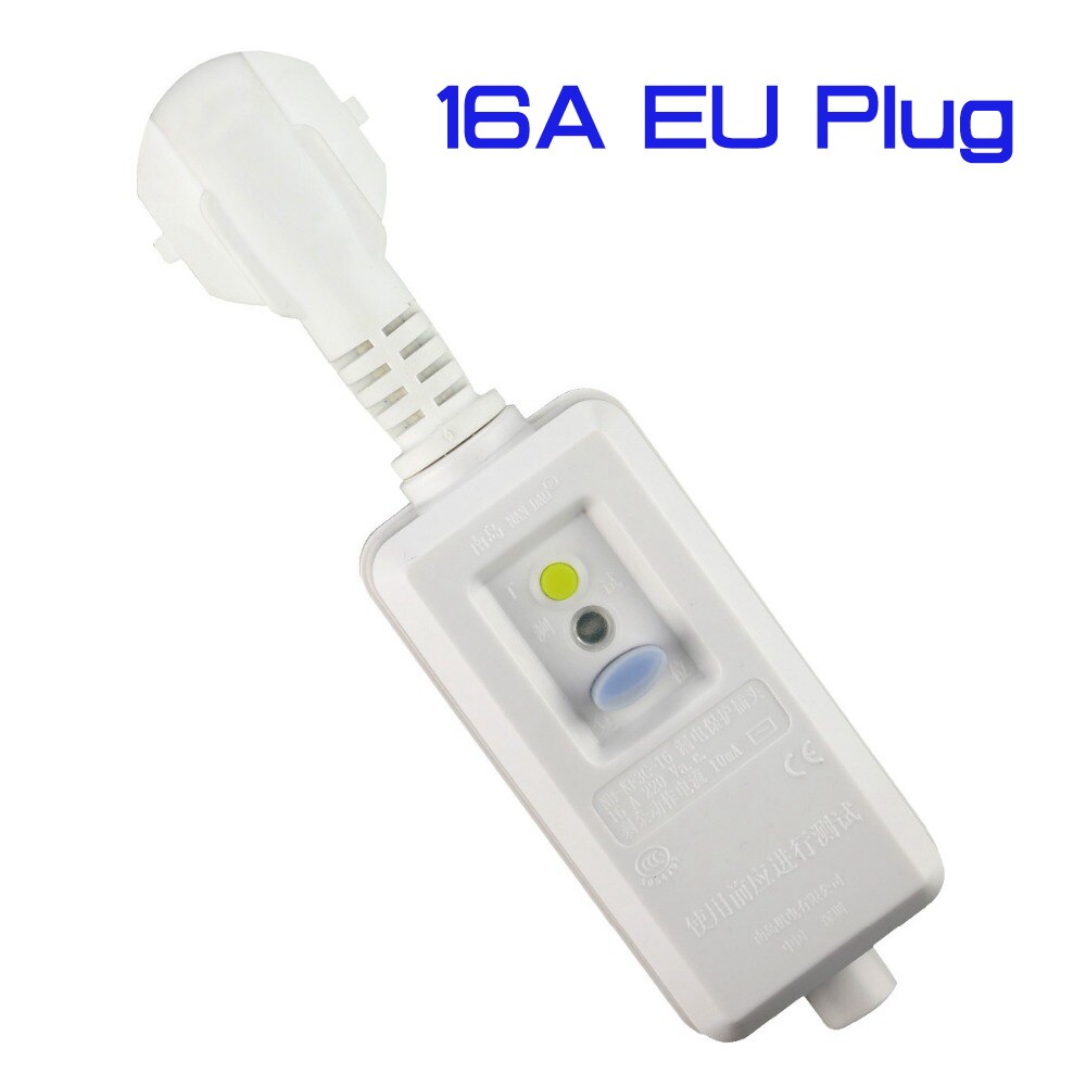 16A 220V 240V EU Plug GFCI Safety RCD Leakage Protection Socket Adaptor Home Circuit Breaker Cutout Powers Trip Switch