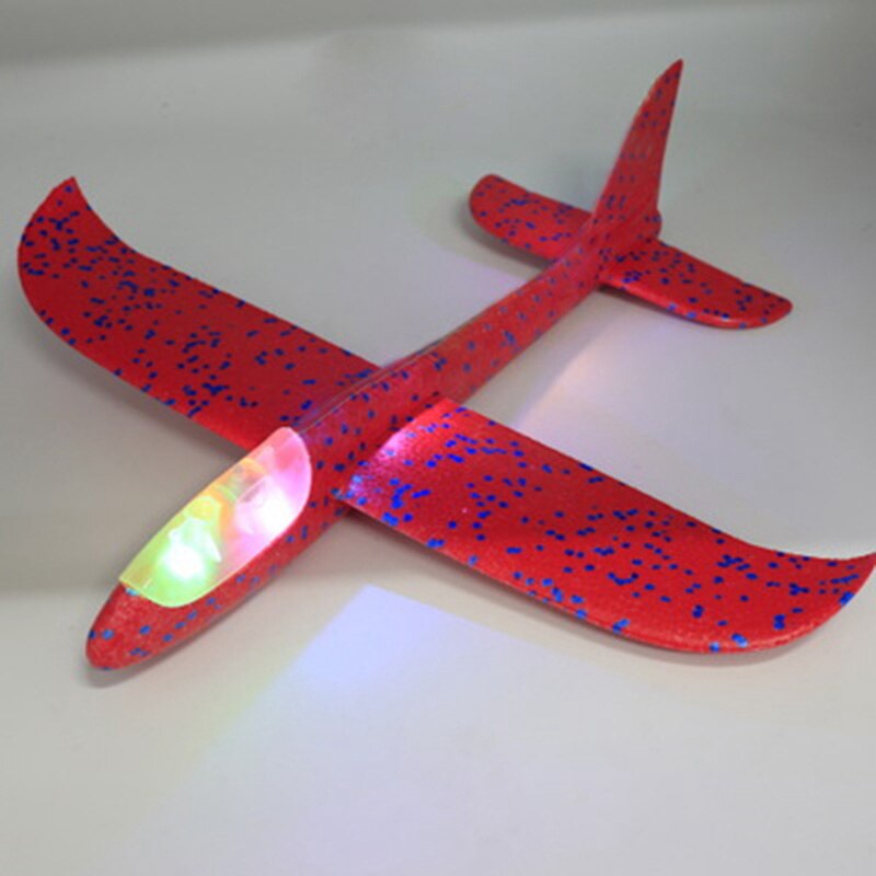 48Cm Hand Gooi Verlichting Up Flying Zweefvliegtuig Vliegtuig Glow In The Dark Speelgoed Foam Vliegtuig Model Led Flash Games speelgoed Voor Kinderen-Rood
