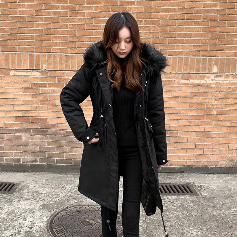 Winter Women's Jacket All-match Cotton Clothes In Winter Long Fluffy Fur Collar Thick Loose Padded Jacket Winter Thick Warm Cotton Jacket