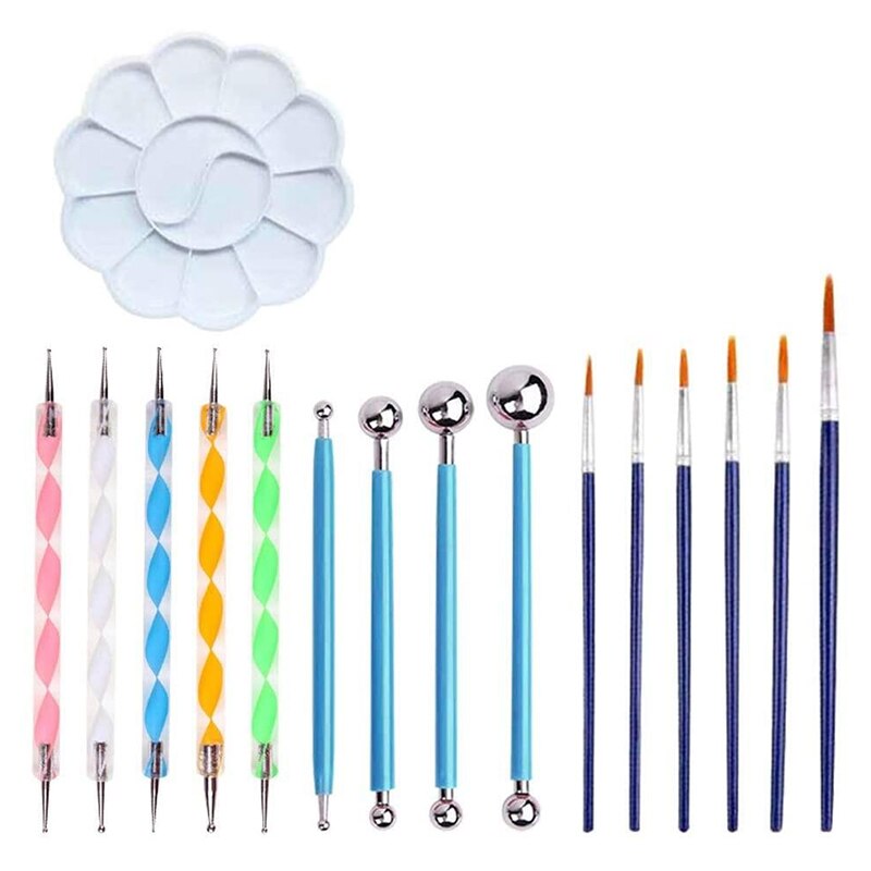 20 pièces Mandala pointage outils ensemble Mandala peinture pointillage pochoirs Kit pour Art Rock peinture