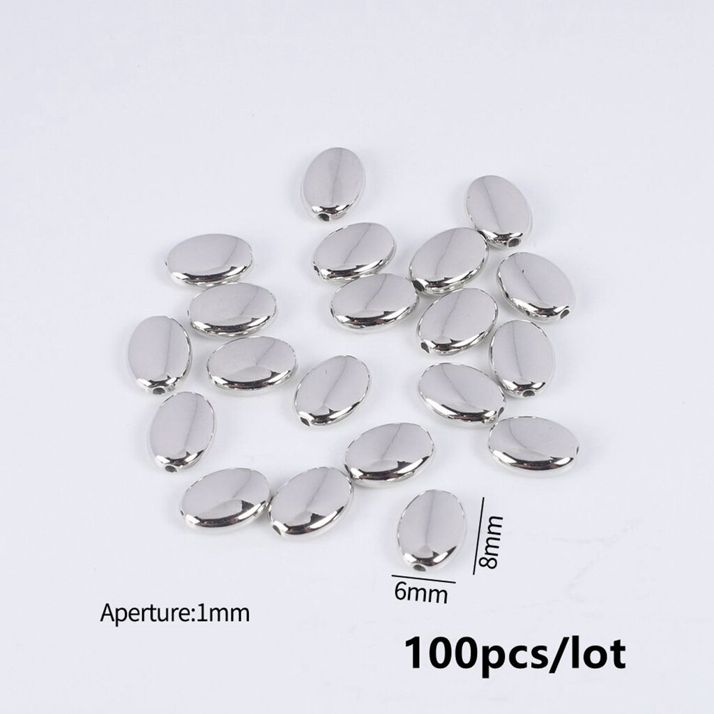 50-100Pcs/Lot 6-10mm Oval CCB Plastic Bead Spacers Diy Loose Charms Beads For Jewelry Making Supplies: 6x8mm 100pcs