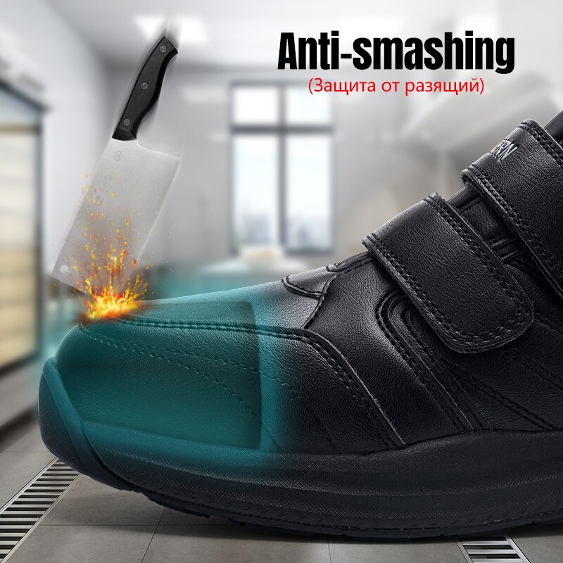 LARNMERN Stahl Kappe Männer Sicherheit Schuhe Wasserdichte Koch S Anti-zerschlagen Nicht-Unterhose Klett Atmungsaktiv Arbeit Turnschuhe