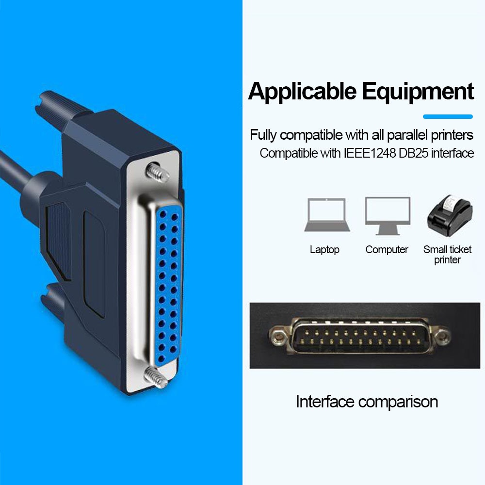 1.2m USB To DB25 Female Port Printer Cable Converter LPT Cable 25 Pin Laptop PC To Printer Connecting Wire Compatible System