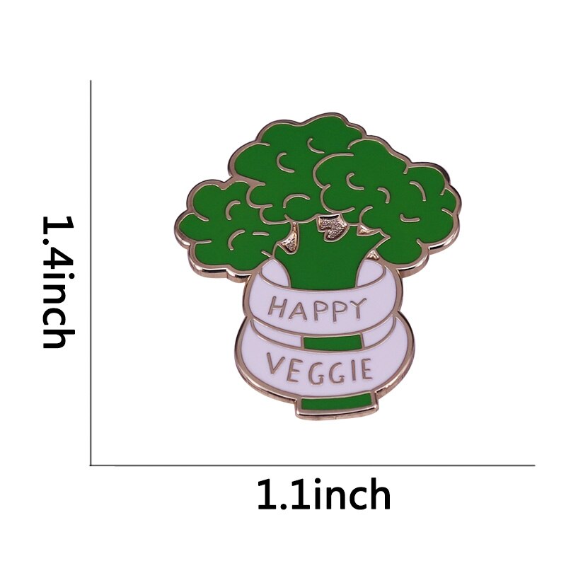 szczęśliwy Veggie emalia Szpilka brokuły odznaka wegańskie jedzenie broszka idealny wegetariańnarty prezent