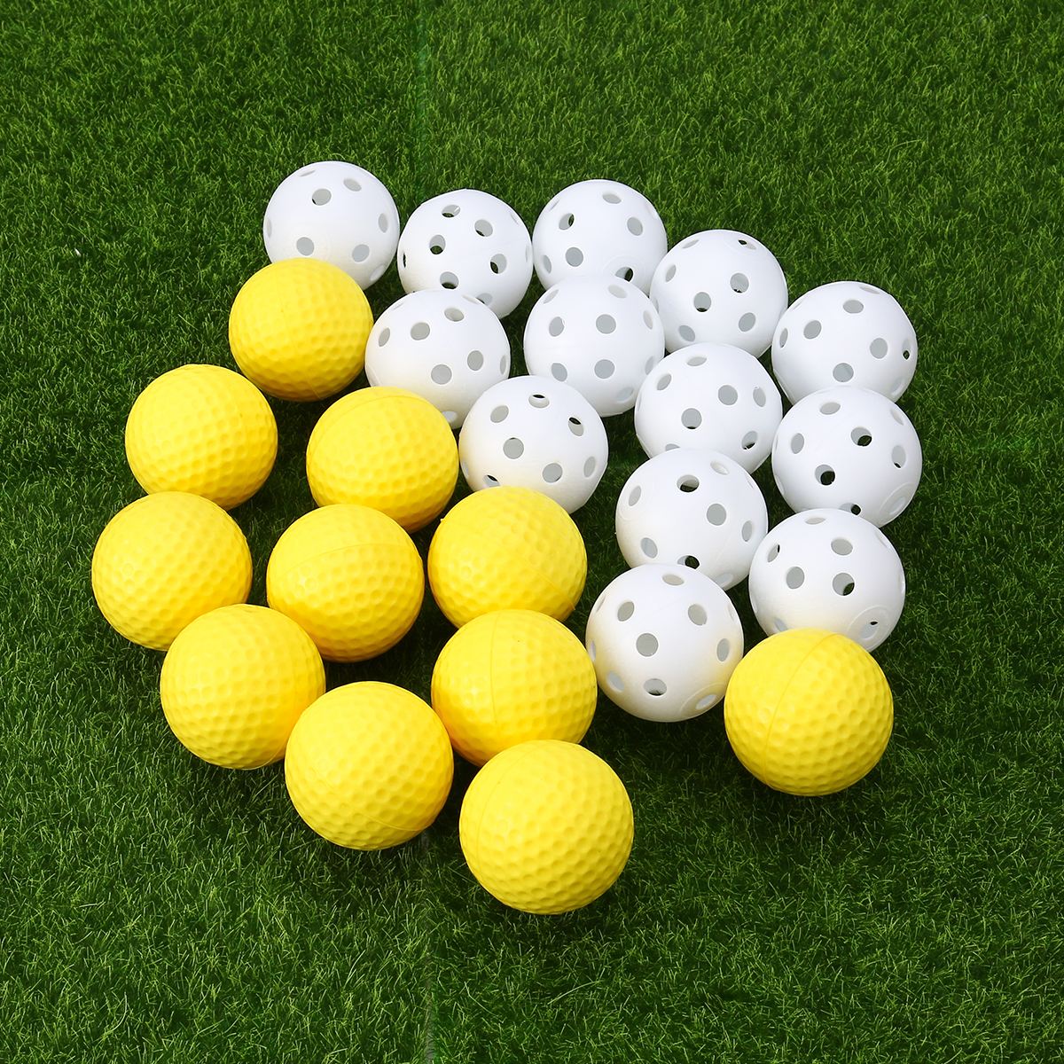 20 piezas de plástico perforada jugar bolas hueco de práctica de Golf entrenamientos deportivos bolas y 12 piezas de espuma suave pelotas de Golf