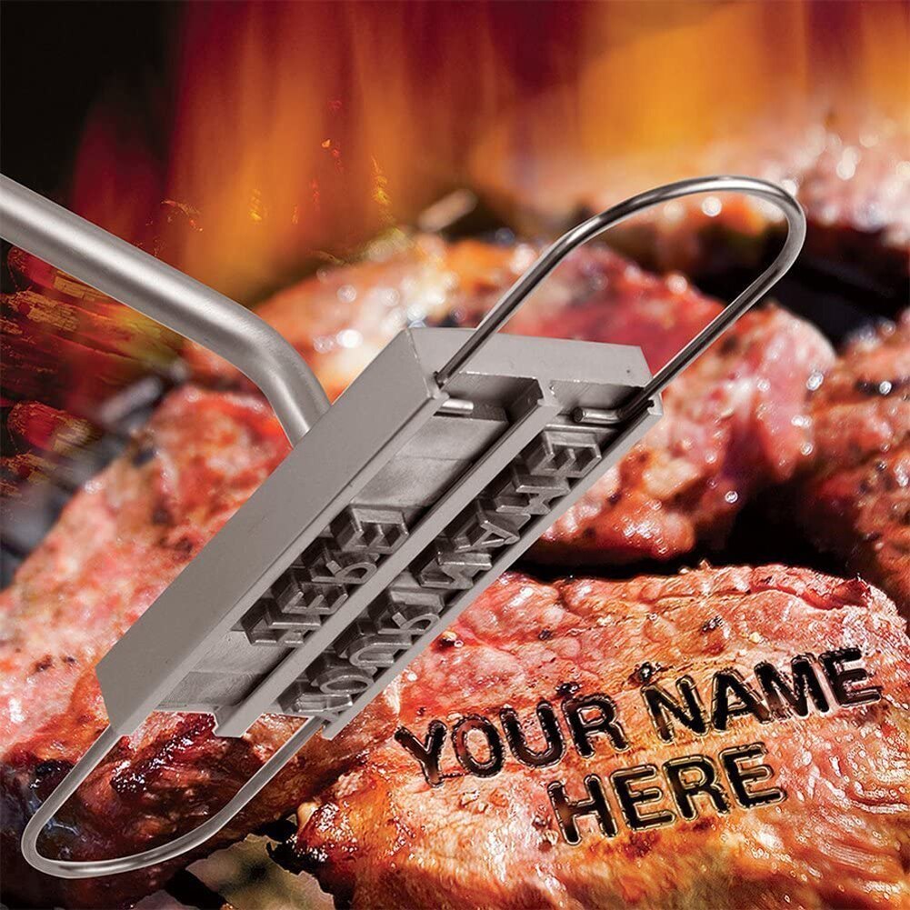 BBQ Branding Iron Tong DIY Barbecue Letter Printed BBQ Steak Tool Meat Grill Forks Barbecue Tool Accessories Branding Iron