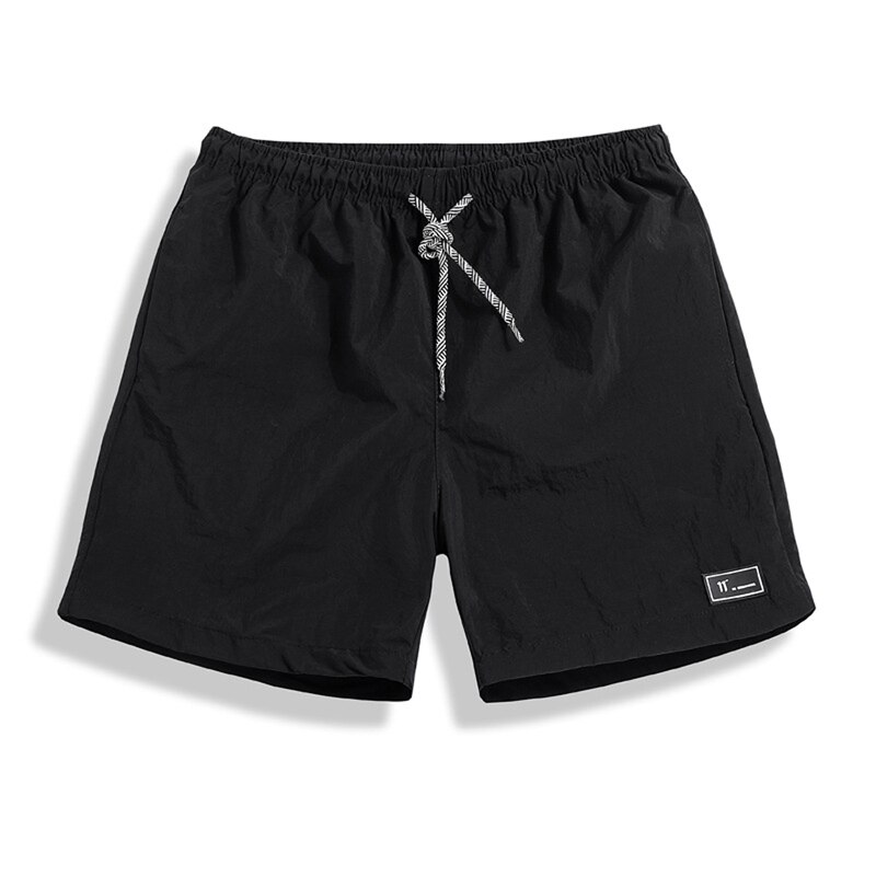 Shorts mænd sommer plus size tynde hurtigttørrende strandbukser afslappet sport korte bukser tøj spodenki kort homme: Sort / L
