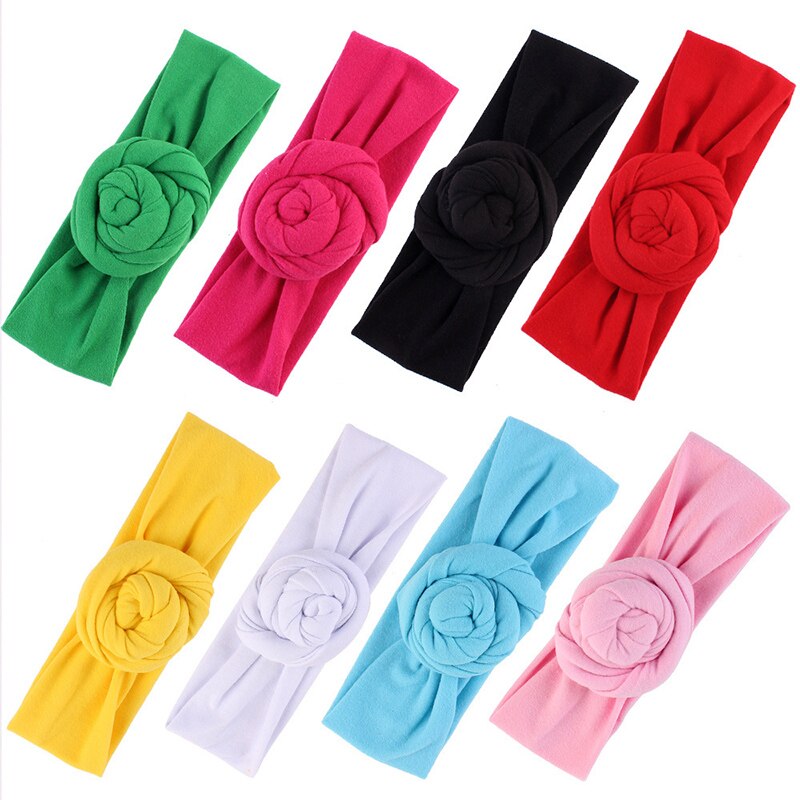 Diadema elástica con nudo para bebé y niña, accesorios para el cabello Kawaii de Color sólido, turbante de algodón suave para bebé de 1 a 6 años