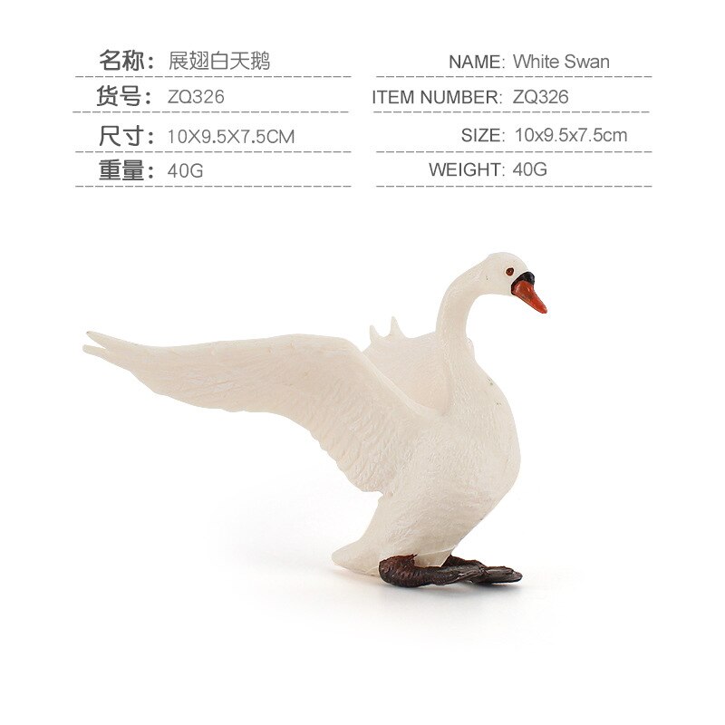 Mini Simulation Poultry Animal Model Swan Rooster Hen Farm Poultry Animal Model Plastic Figurines Farm Series Kids Toys: ZQ326