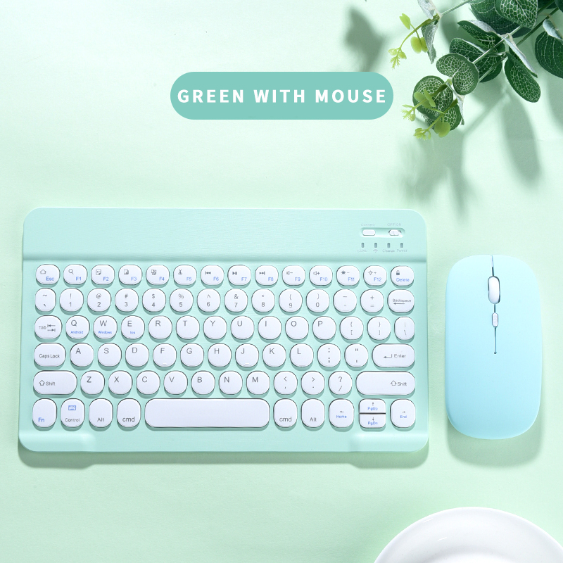 Para apple ipad huawei samsung xiaomi lenovo teclado universal rato combinação teclado mágico para tablet ios android windows pad: Green with mouse