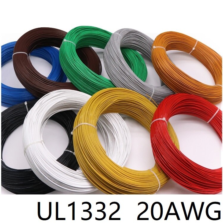 Ul1332 20 awg teflon kunststof geïsoleerde draad 0.5mm vierkante ofc vertinde koperen elektrische kabel hoge temperatuur geleidbaarheid doe-het-zelf lijn