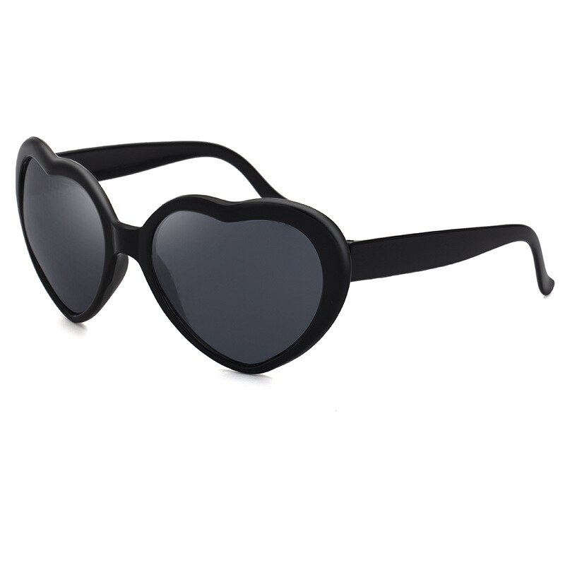 7Color At Night Diffraction Glasses Women Sunglasses Heart Shaped Effects Glasses Watch The Lights Change To Heart Shape: black
