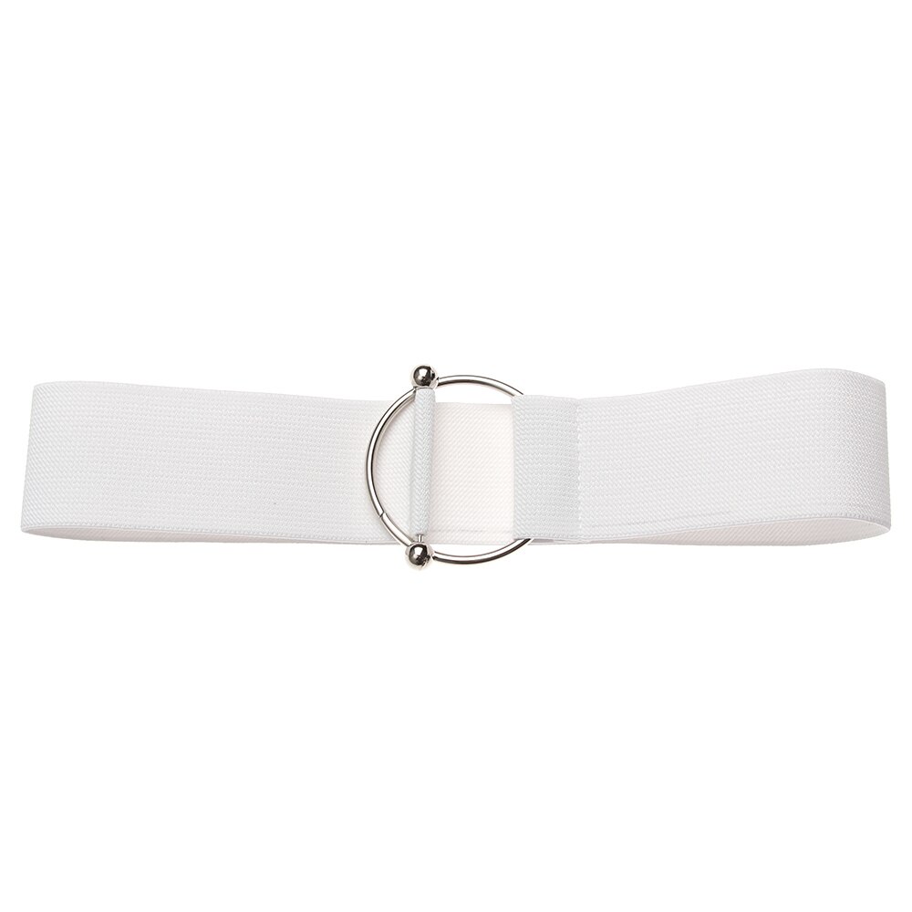 1PC Women Waist Belts Cotton Cloth Elastic Band Round Simple Buckle Decoration Dress Waist Chain for Coat Sweater: white