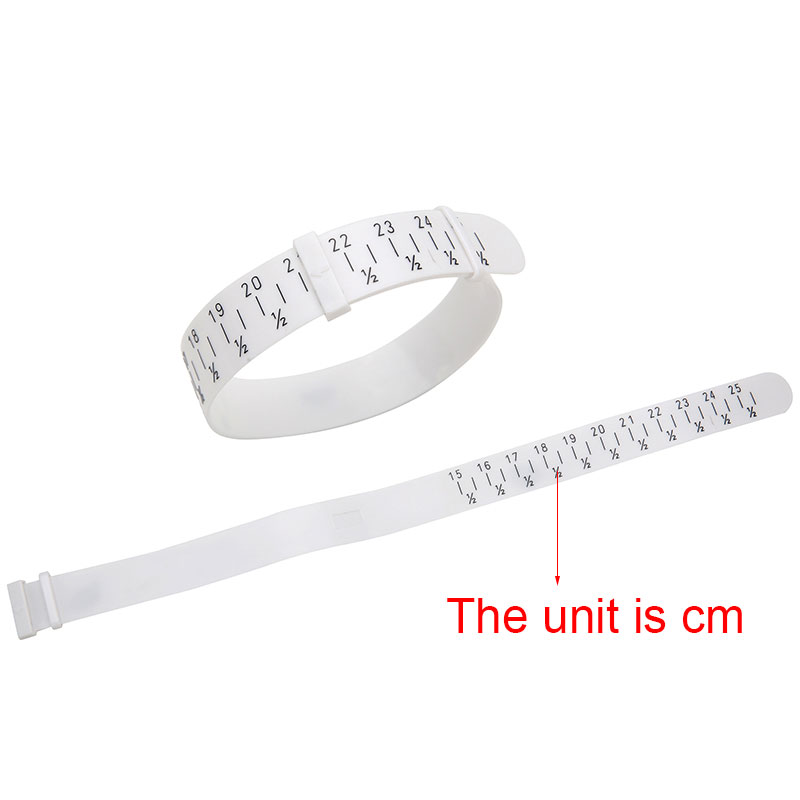 Brazalete de plástico con medidor de calibre ajustable, pulsera de medida de tamaño para bricolaje, herramientas de fabricación de joyas, longitud de 15-25cm, 1 Uds.