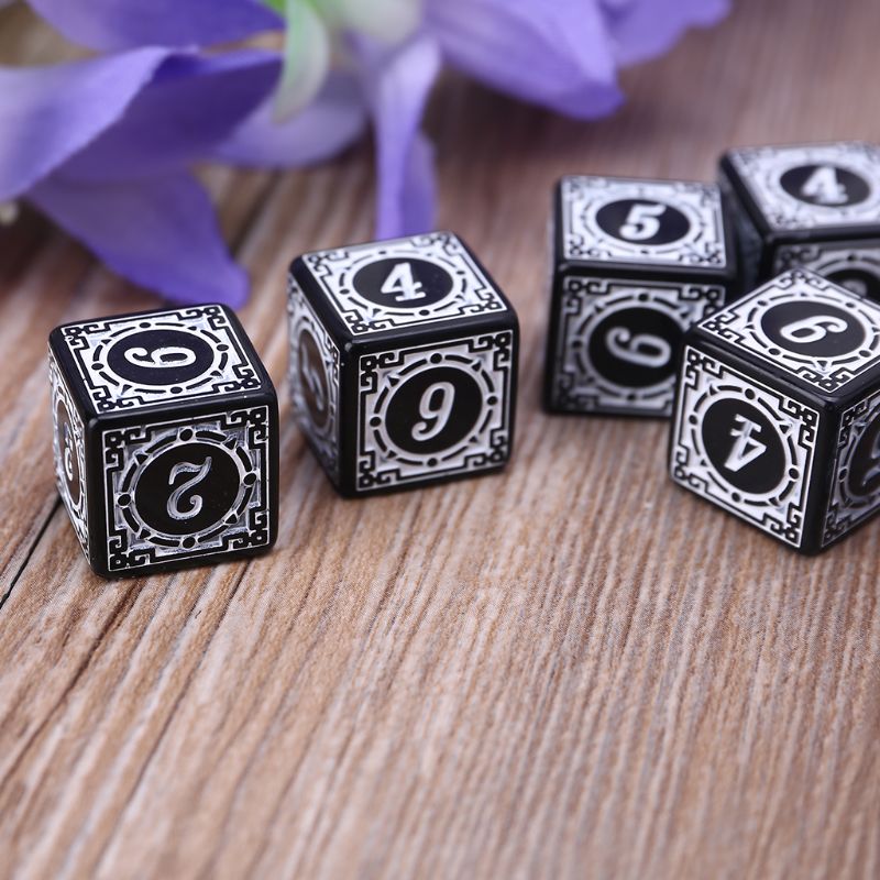 Lot de 10 dés polyédriques D6, nombres carrés à bords, 6 faces, perles, planche de Table, 448D