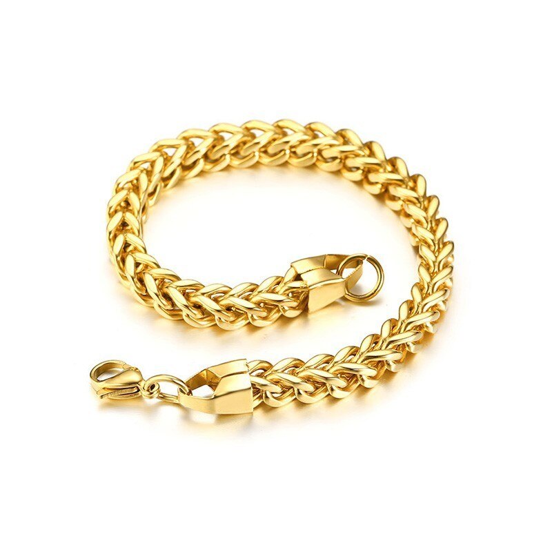 Vnox, pulseras de cadena de 6mm de ancho para hombres, joyería de acero inoxidable, pulsera de eslabones pulidos de 8,66 pulgadas