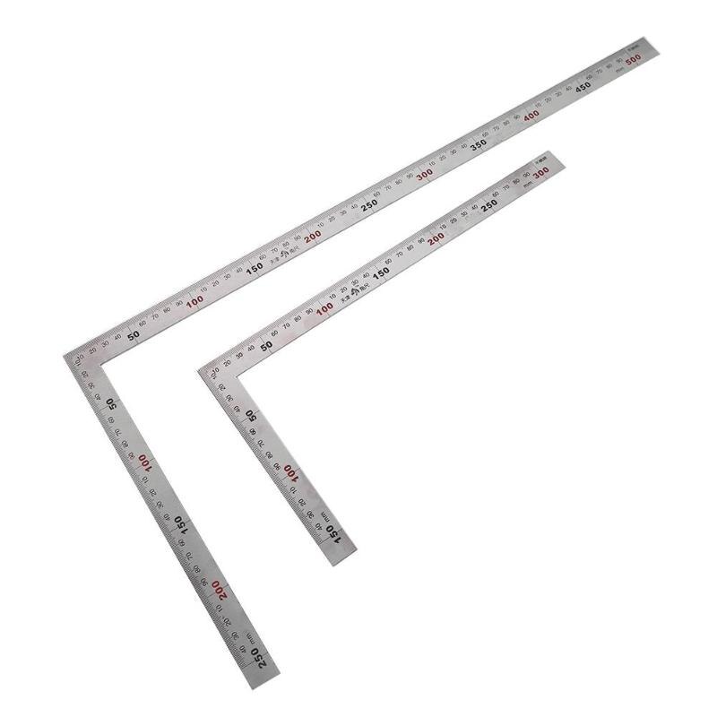 Stainless Steel 90 Degree Ruler Metal L Shape Ruler Measuring Gauges Tool