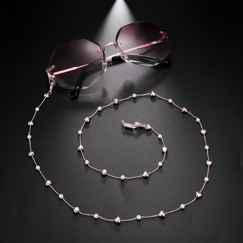 Skyrim Chic Pearl Beaded Glasses Chain Women Sunglasses Chains Lanyards Neck Strap Rope Reading Eyeglasses Cord: F-Rose Gold