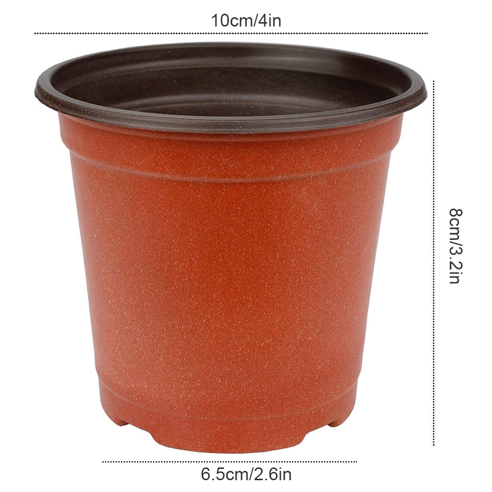 100Pcs Practical 4 Inch Planting Pots Plastic Non-toxic Planting Tray Plant Flowers Transplant Pots Garden Accessories: 100 by 70 by 87