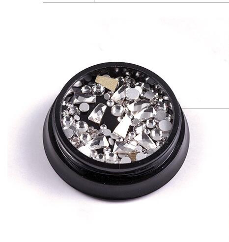 Piedra para Nail art y cuentas de vidrio brillante cuadrado AB diamantes de imitación de cristal claro decoración mixta en tarro piedras brillantes ZR01-10 de dijes: ZR01