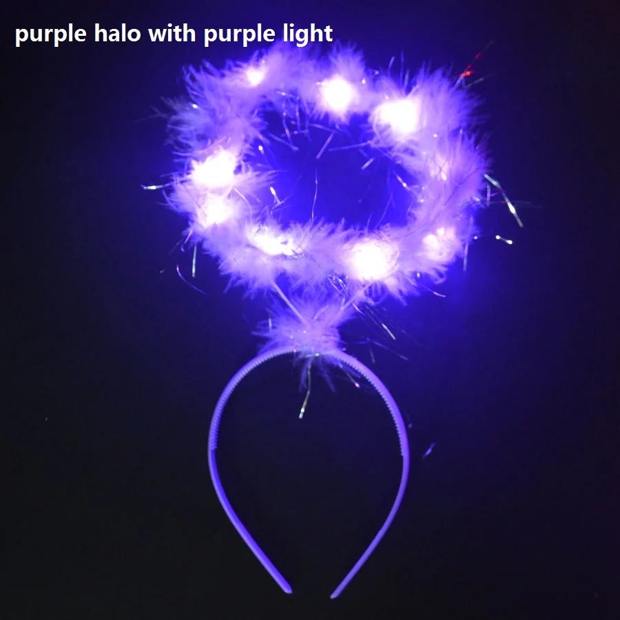 Home Light up Halo Headband Angel Wings Festive LED Glow Headband for Women and Girls Glow Party Supplies: Light Grey