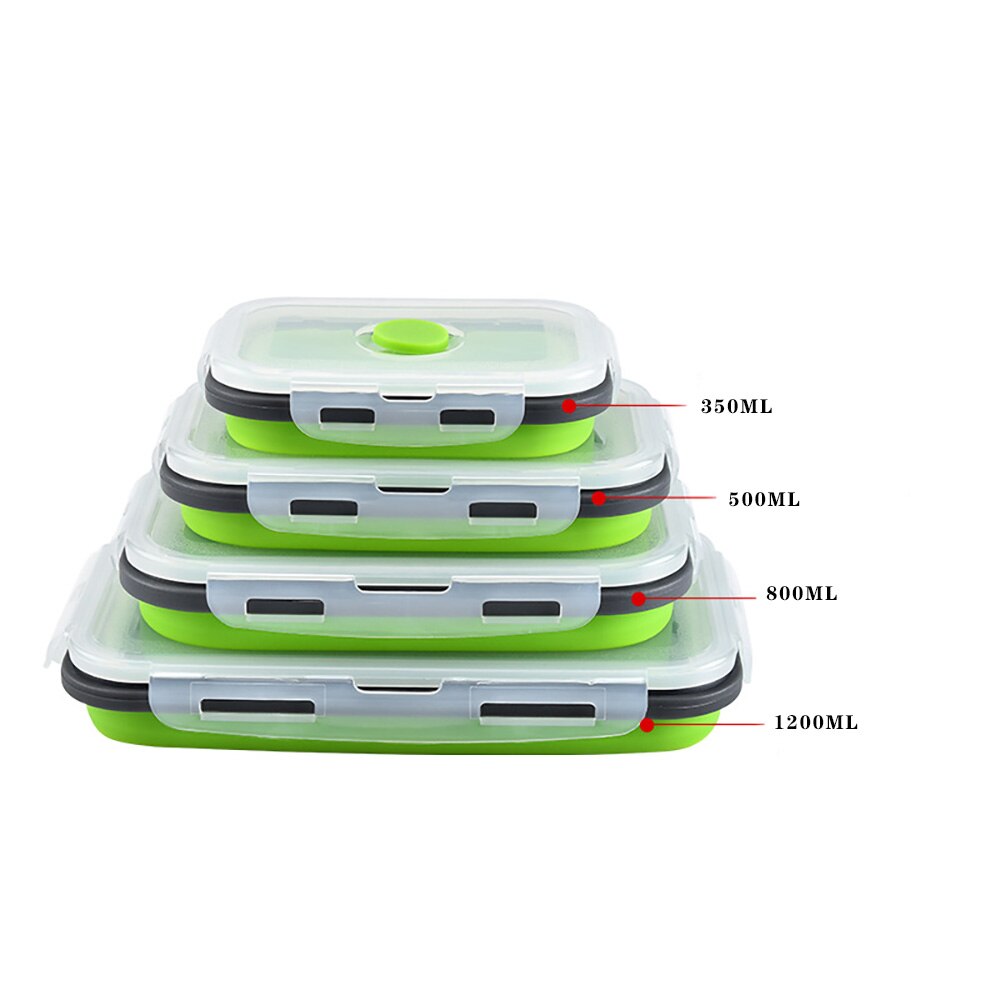 Siliconen Lunch Box Set Bento Voedsel Prep Opvouwbare Magnetron Diner Opslag Containers Houden Verse