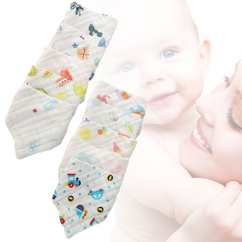 5 unids/set bebé muselina gasa babero Bandana bebé alimentación Saliva toalla Burp paños A2UB