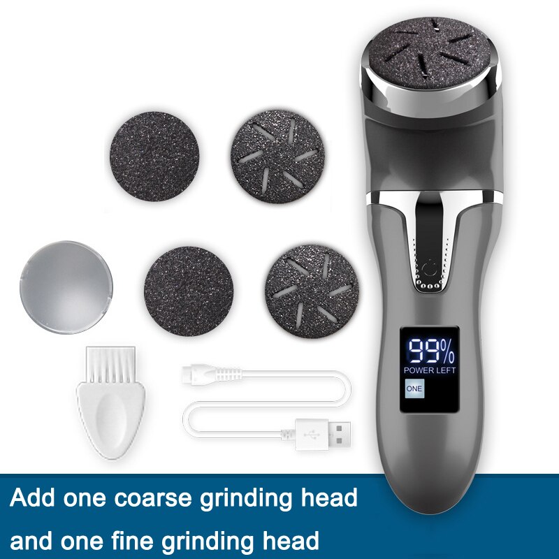 Ponceuse électrique pour pédicure, Rechargeable, LCD, aspirateur, éliminateur de callosités, lime pour les pieds: TL0127-Add 2 heads