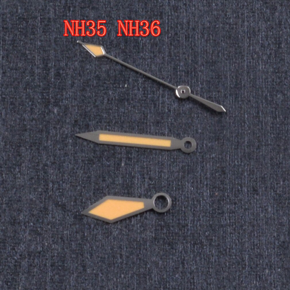 Lichtgevende Handen Fit NH35 NH36 NH35A Eta 2836 2824 2834 Beweging Zilveren Rand Oranje Kleur Horloge Hand: B