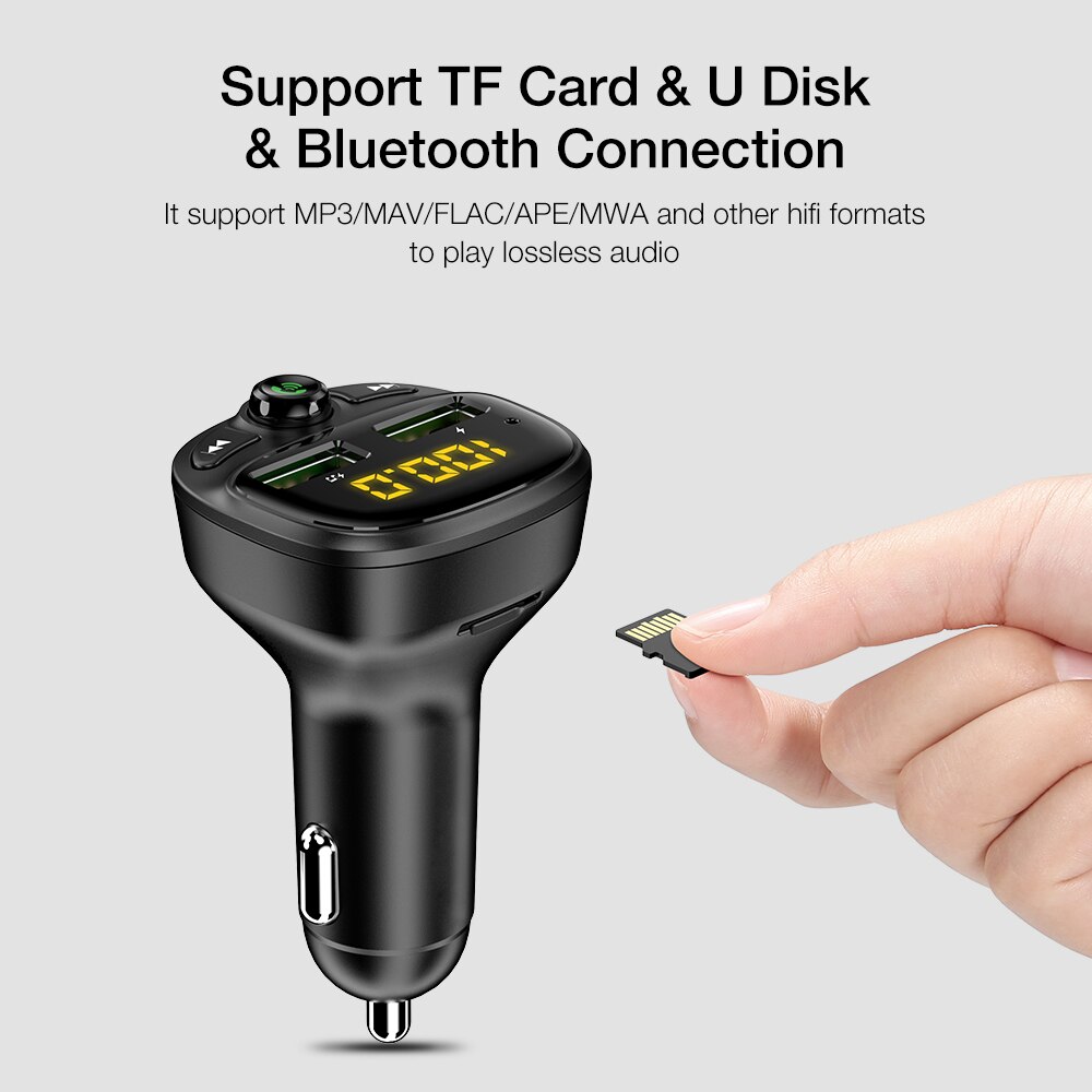 Yibeika Usb Car Charger Voor Telefoon Fm Draadloze Zender Bluetooth MP3 Speler Usb Lader Dual Tf Muziek Card Auto Handen-Gratis Kit