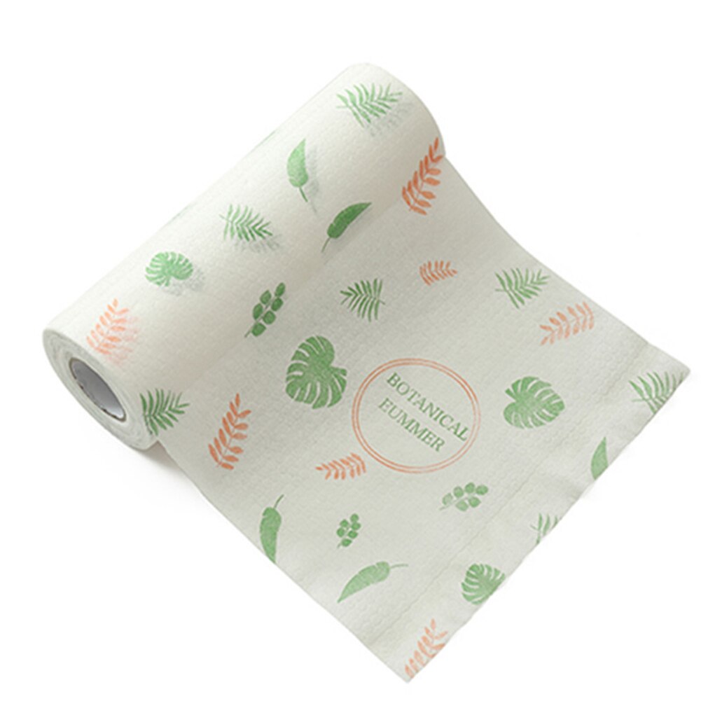 Kitchen Disposable Cleaning Towels Native Wood Pulp Environmental Protection Oil and Water Absorption Wipe Cloths: Green leaf