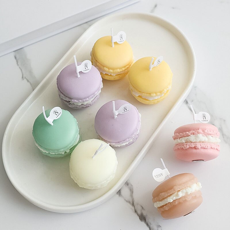 Velas perfumadas de cera hechas a mano para decoración de dormitorio, macarrones, accesorios para fiestas, de cumpleaños