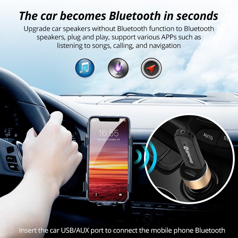 ANKNDO Aux adattatore Bluetooth per auto Usb Bluetooth 5.0 Dongle 3.5Mm Jack Audio recettore Wireless per telefono per autoradio altoparlante