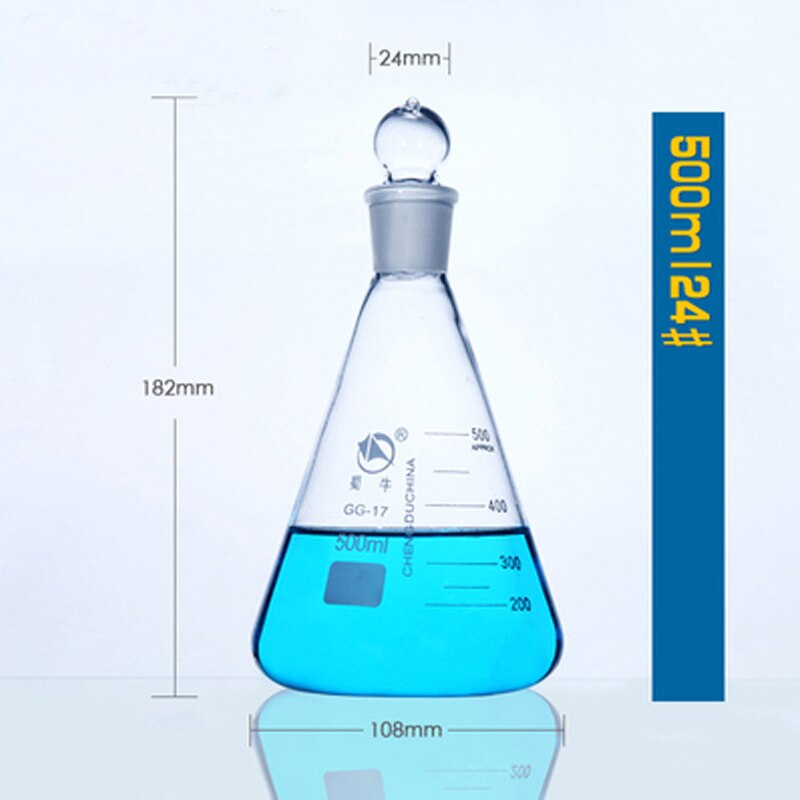 Glass triangle flask with Standard plug Chemistry laboratory conical flask Thicken High Borosilicate glass High temperature