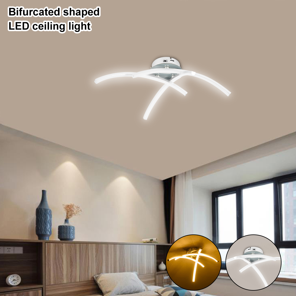 Modern LED Ceiling Light 21W 3000K Night Light Forked Shaped Ceiling Lamp for Living Room Decor Lamp Modern Curved