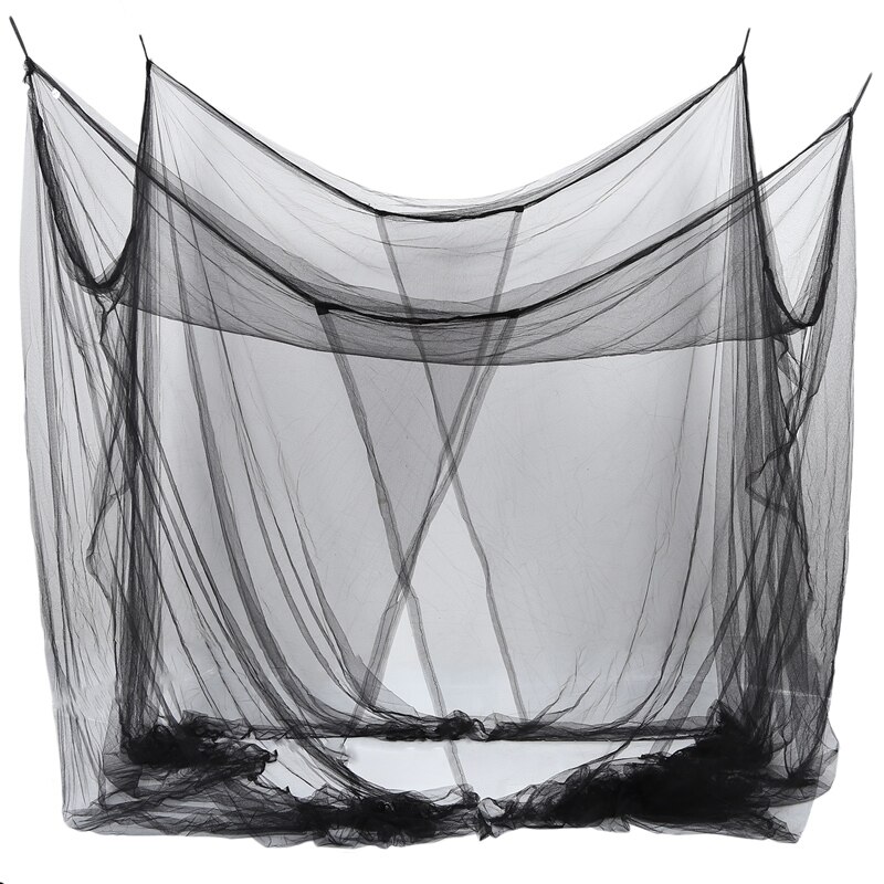 4-Hoek Bed Netting Canopy Klamboe Voor Queen/Kingsize Bed 190*210*240Cm (Zwart): Default Title
