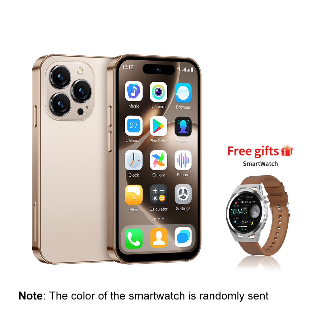 SmartWatch SERVO S16 Mini Smartphone 3G WCDMA Android 10-System Dual SIM bereithalten WIFI Bluetooth 4.0" HD Kleine Mobiltelefone: gold
