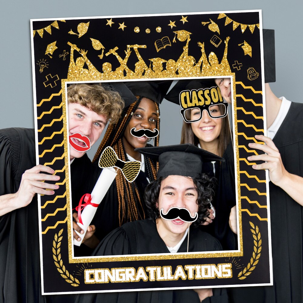 Amosfun 18PCS Graduation Photo Booth Props Kit Party Favor for Graduation Party