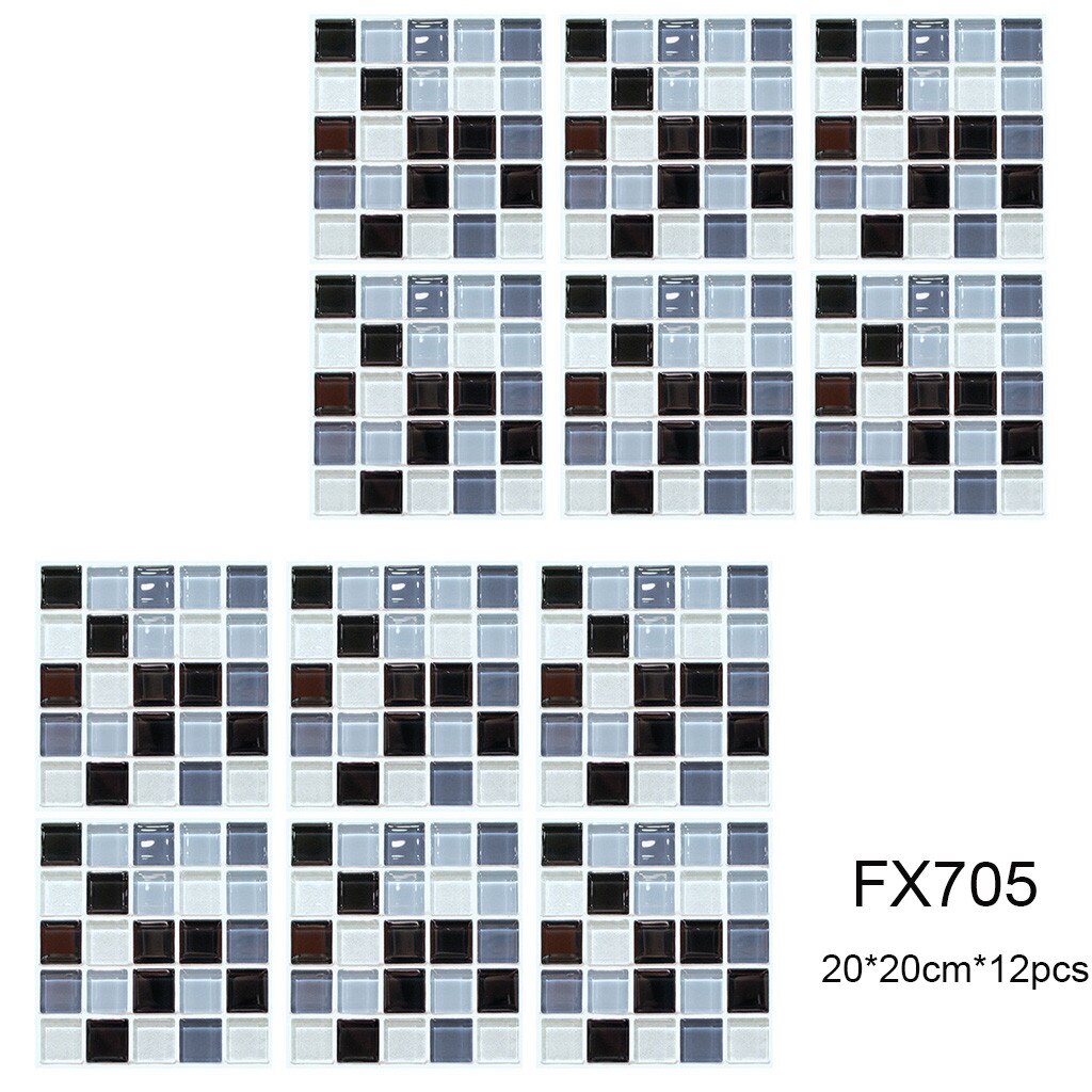 12PCS 3D Self-adhesive Wall Stickers Simulation European Geometric Tile Stickers wallpaper Bathroom Kitchen Backsplash#20: Default Title