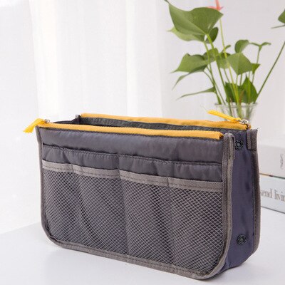 UOSC Organizer Bag Women Nylon Travel Insert Organizer Handbag Purse Large Liner Lady Makeup Cosmetic Bag Female Tote: gray