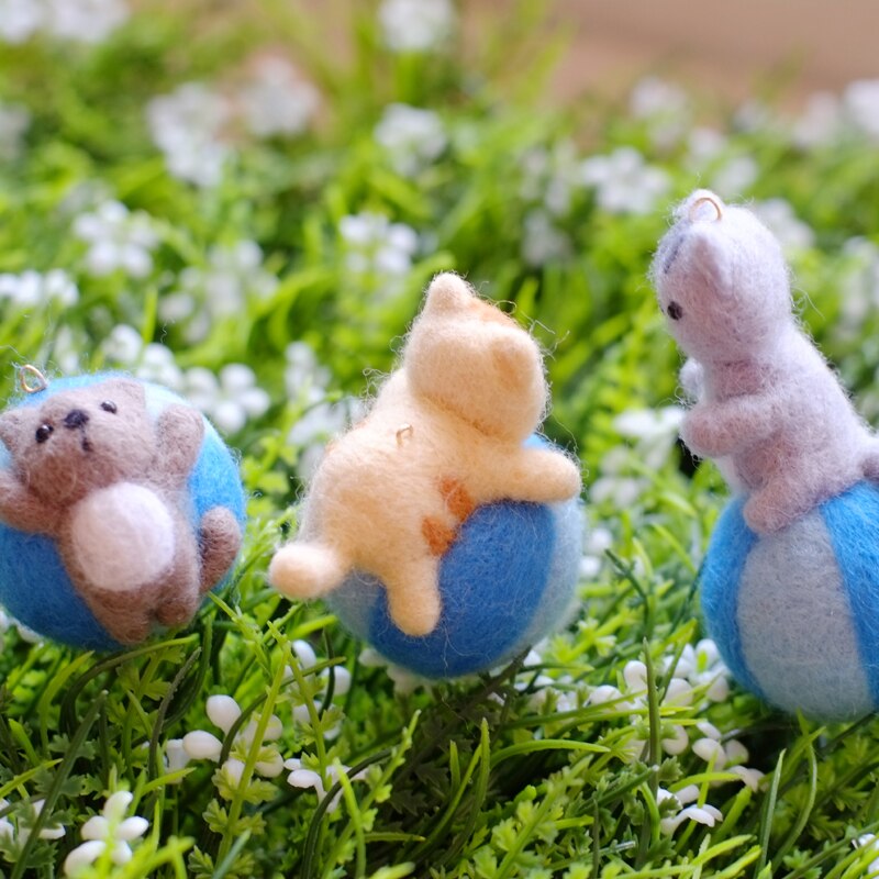 Gato kit de agujas de punto para lana de fieltro de aguja colgante artesanal bordado DIY hecho a mano