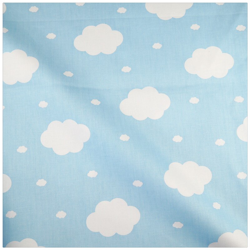 100%  bomuldsstof blå skyer baby sengetøj dekoration diy stof patchwork quiltning sy klud håndværk væv hjem tekstil