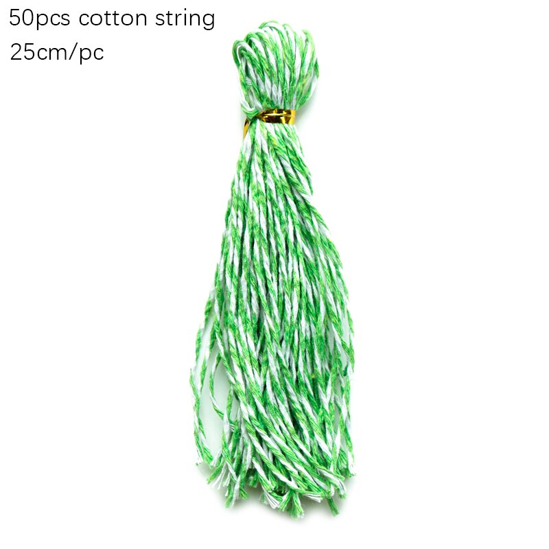 50/100pcs Natural Hemp Strings Red Green Cotton Cords for Tags Handmade Item Packing Decoration Bakery Twines: 50pcsGreenCotton