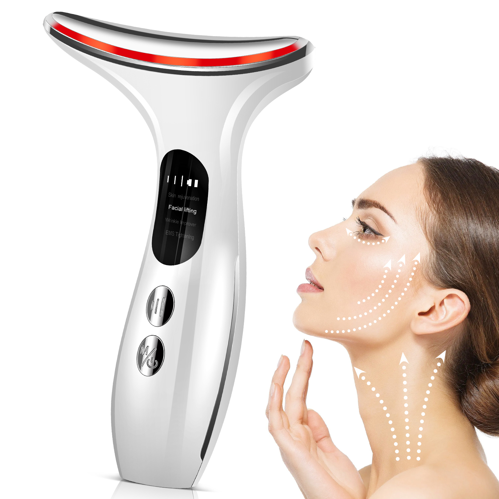 EMS Face Neck Lift Schoonheidsapparaat Gezichtsmassager LED Dubbele Kin Remover Huidverjonging Aanscherping Anti Rimpel