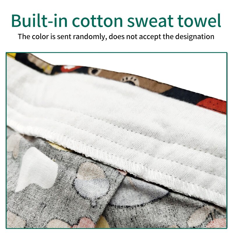 Cartoon print koksmuts met zweethanddoek katoen dames heren stofdicht laboratoriumwerk koksmuts opruiming scrubmutsen