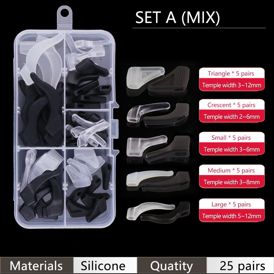 Ear Grip Hooks Anti-slip Holder Glasses Sunglasses Silicone Ear Hook Set For Eyeglasses Eyewear Accessories: WHITE