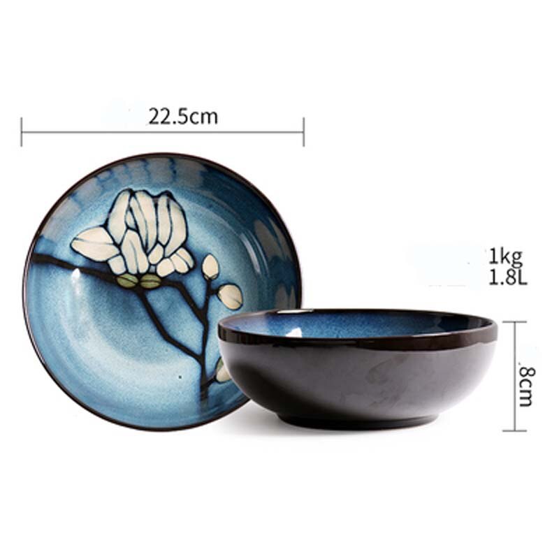 FANCITY Magnolia kiln glaze series ceramic dinner plate hand-painted rice bowl, noodle bowl, square plate, deep dish, flat dish