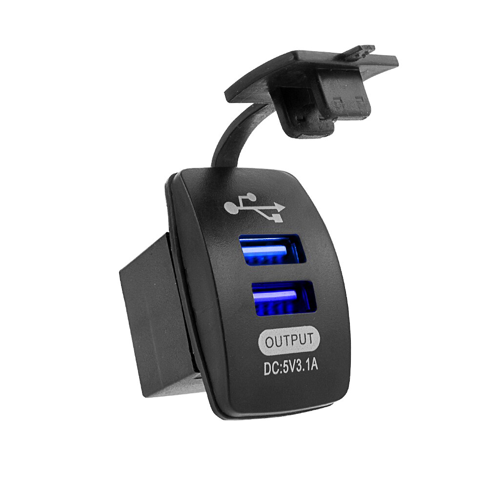 Usb-uttag billaddare vattentätt usb-biluttag 12v-24v 5v 3.1a telefonladdning för marin båtmotorcykel: Blåljus