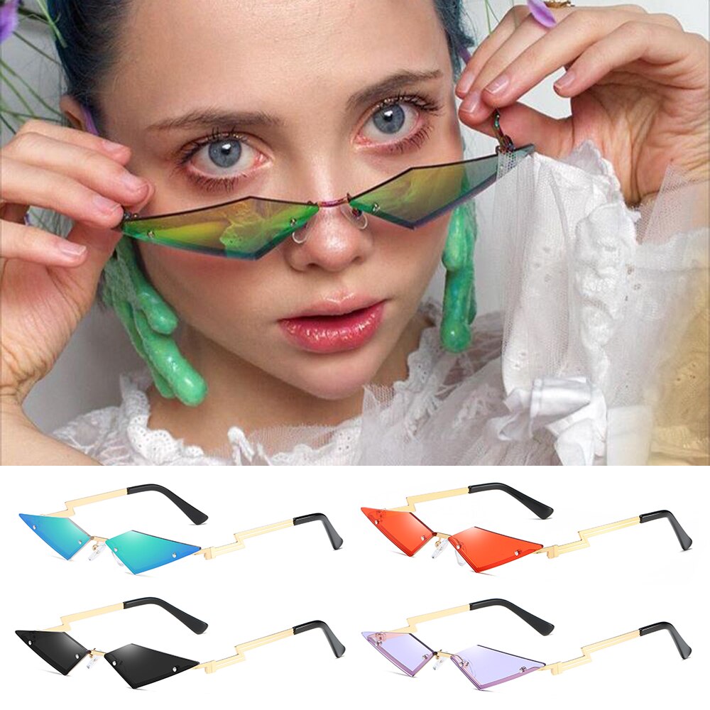 Zonnebril Vrouwen Retro Randloze Diamant/Bat Vorm True Film Zonnebril Dames UV400 Trending Smalle Auto Accessoire