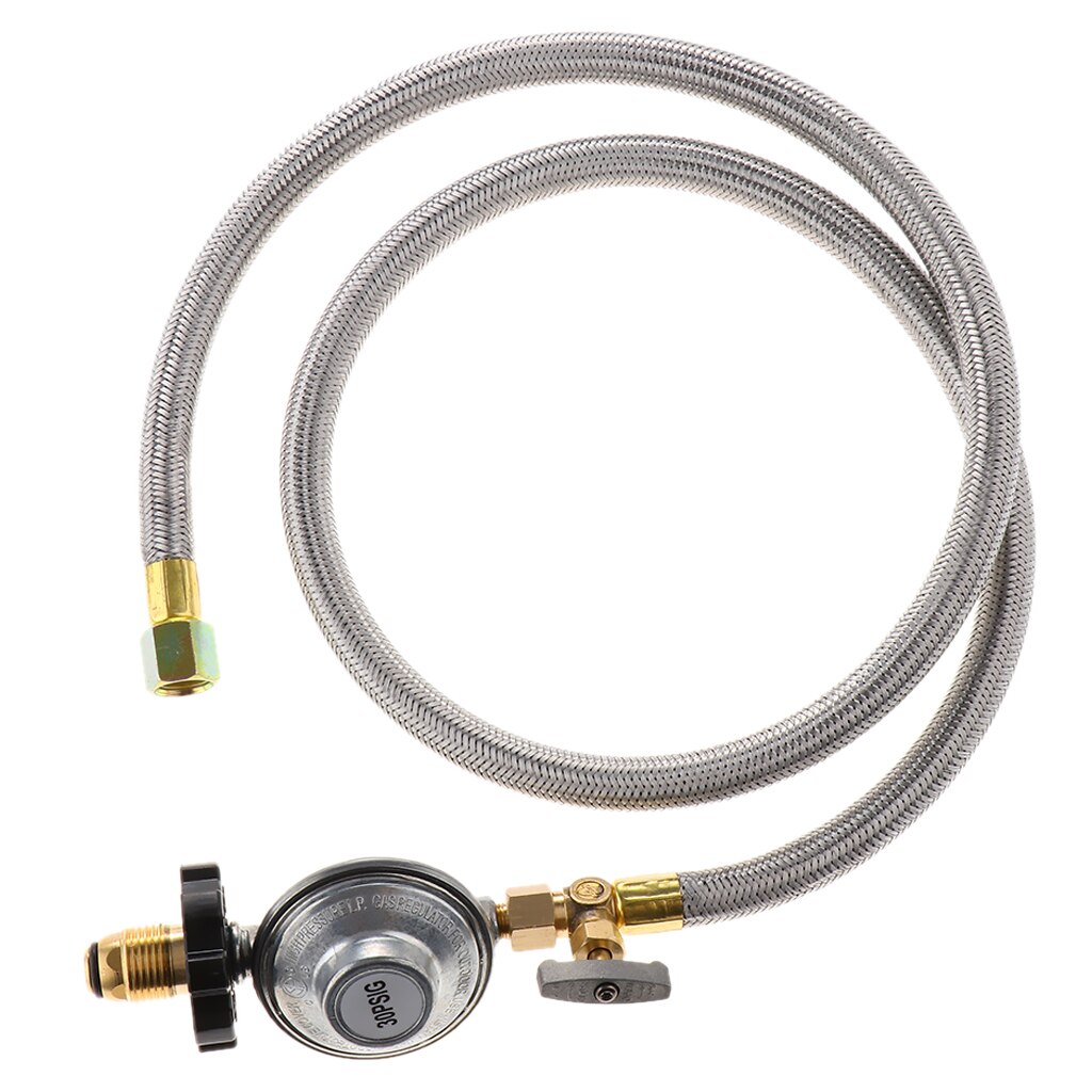 Universal QCC1 Pressure Relief Valve Adjustable Propane Regulator with Hose for Grill Burner Turkey Fryer Cooker